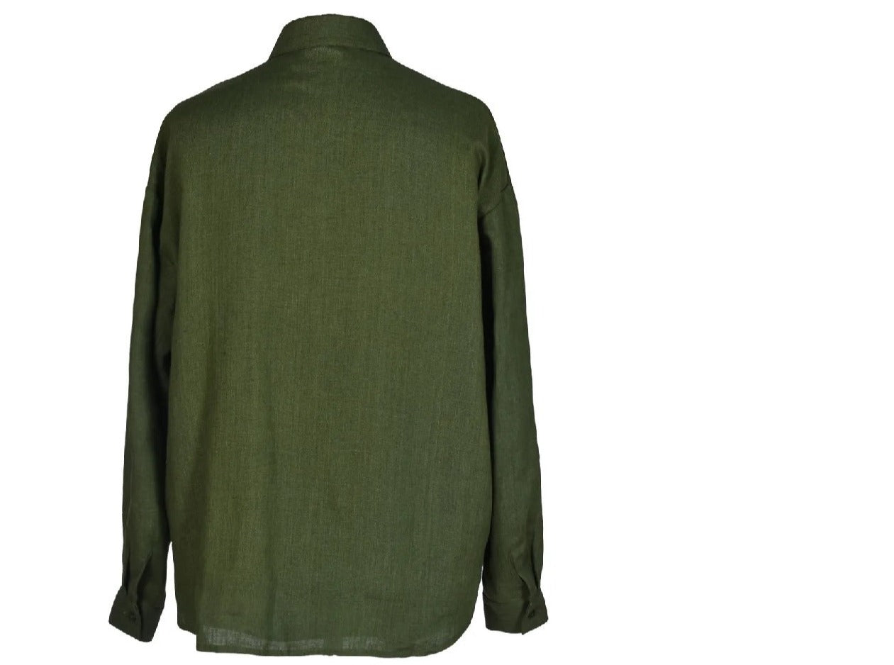 Green linen shirt back