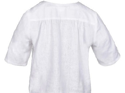 Heiley white linen blouse back view