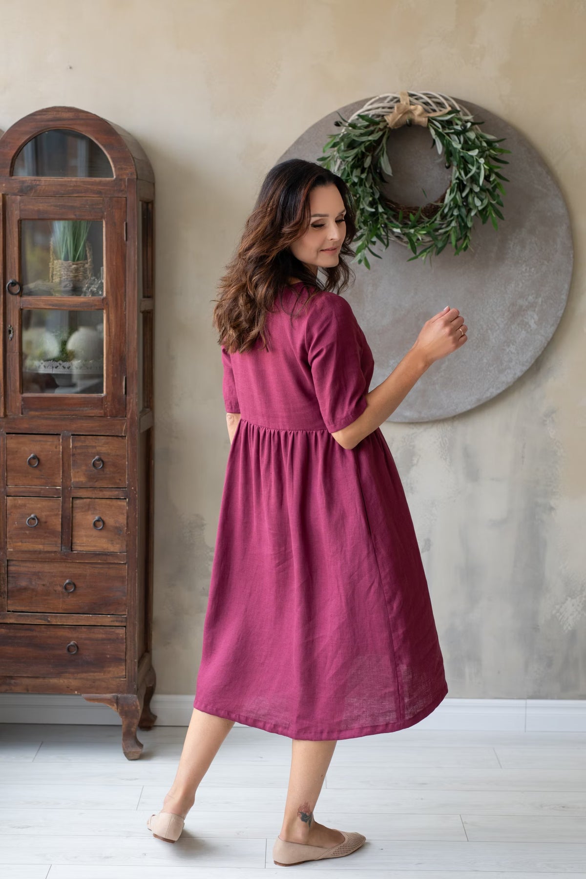 Linen Dress Ruth Plum