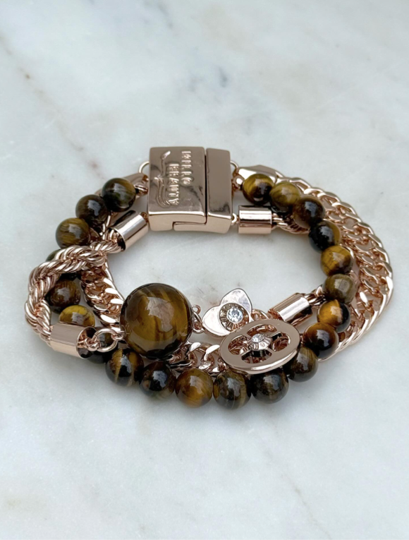 Millo bracelet 3 lines with tiger eye