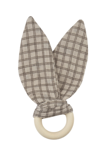 Muslin Ears Teething Ring Pink Flowers & Ginghams