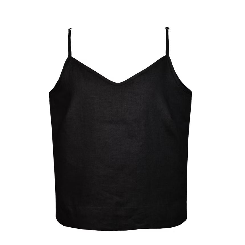 Linen Strap Top Adi Black