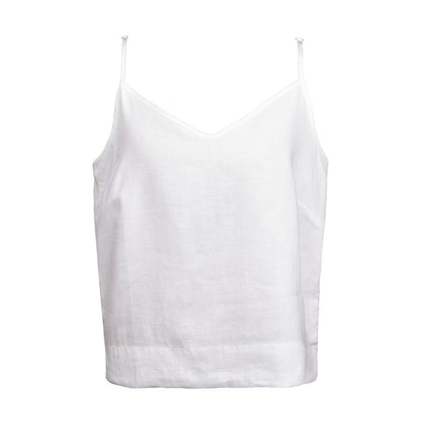 Linen Strap Top Adi White
