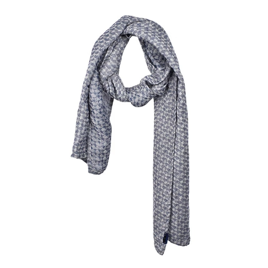 Linen Scarf Navy Patterns