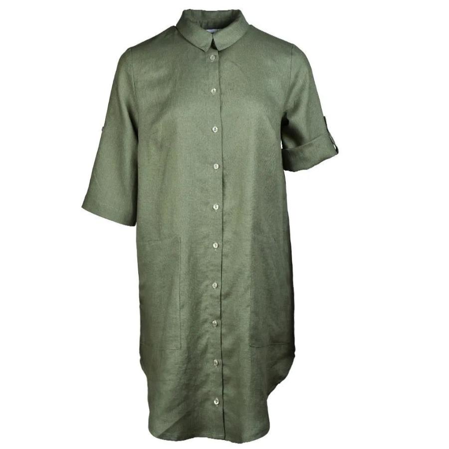 Linen Shirt Dress Cali Khaki