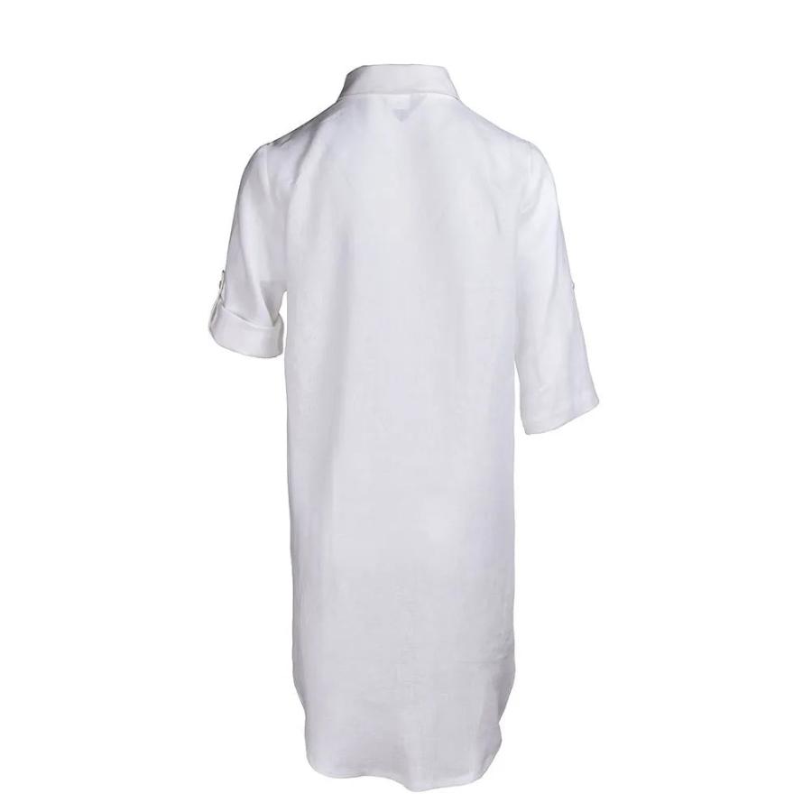 Cali linen tunic dress white back view