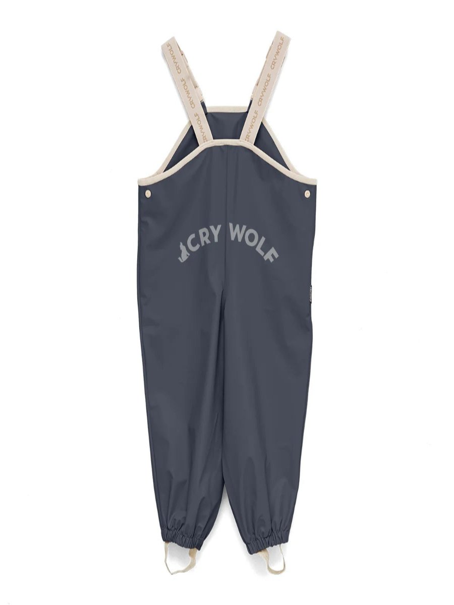 Indigo rain overalls back view
