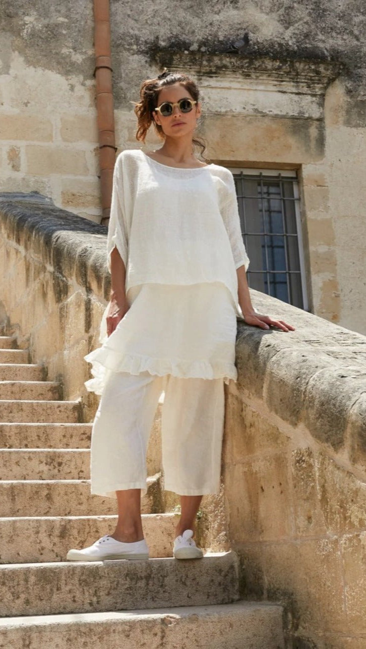 Etta White Gauze Linen Top