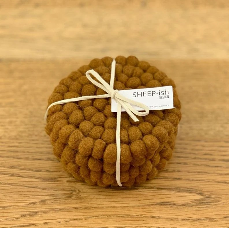 wool felt coasters ochre
