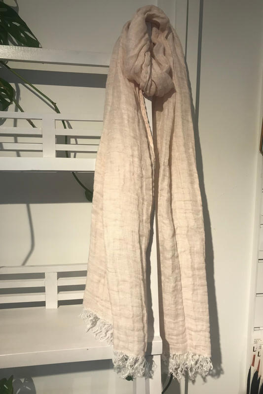 Pale pink linen gauze scarf