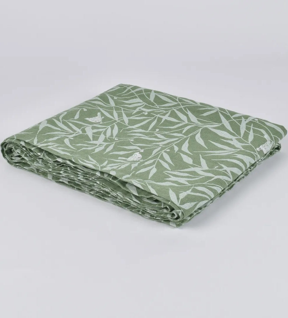 Linen/Cotton Runner 42x200cm Green Leaf