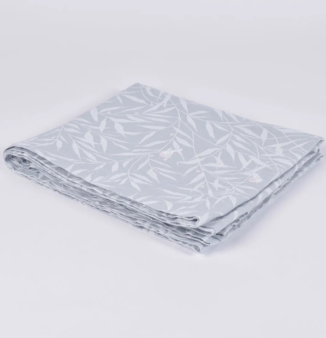 Linen/Cotton Runner 42x200cm Pale Blue Leaf