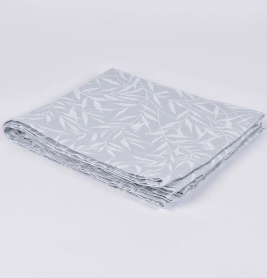 Linen/Cotton Runner 42x200cm Pale Blue Leaf