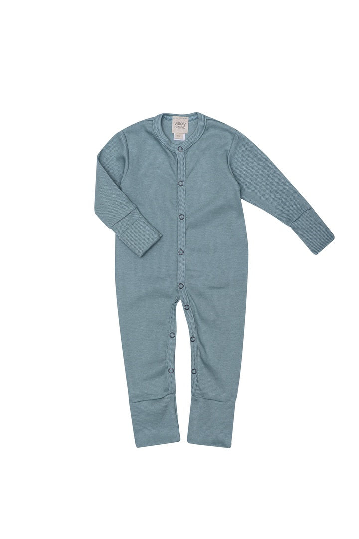 Organic Cotton Rib Sleepsuit Oil Blue