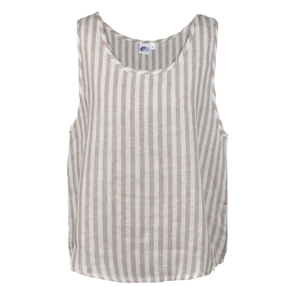 beige and white stripe sleepwear top