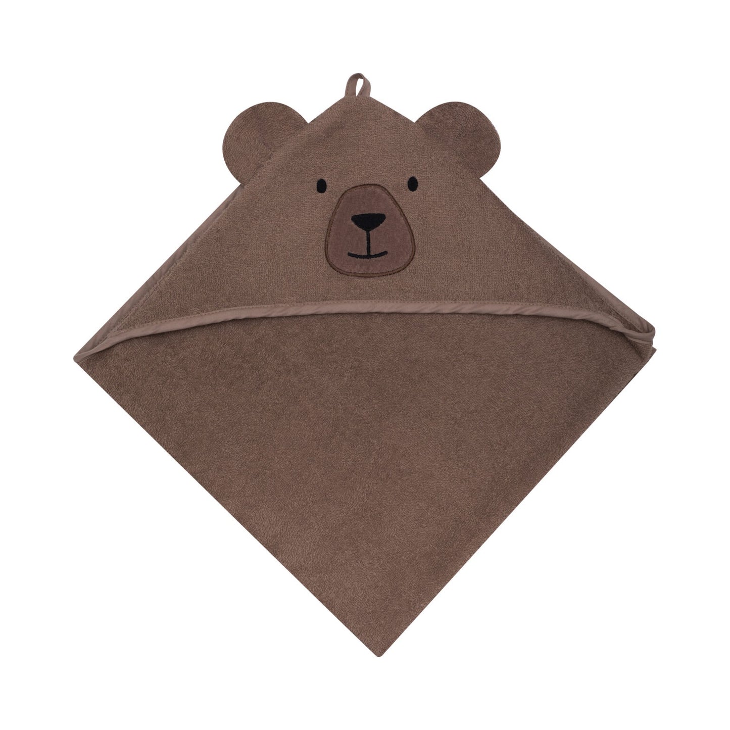 Organic teddy towel with hood in brown
