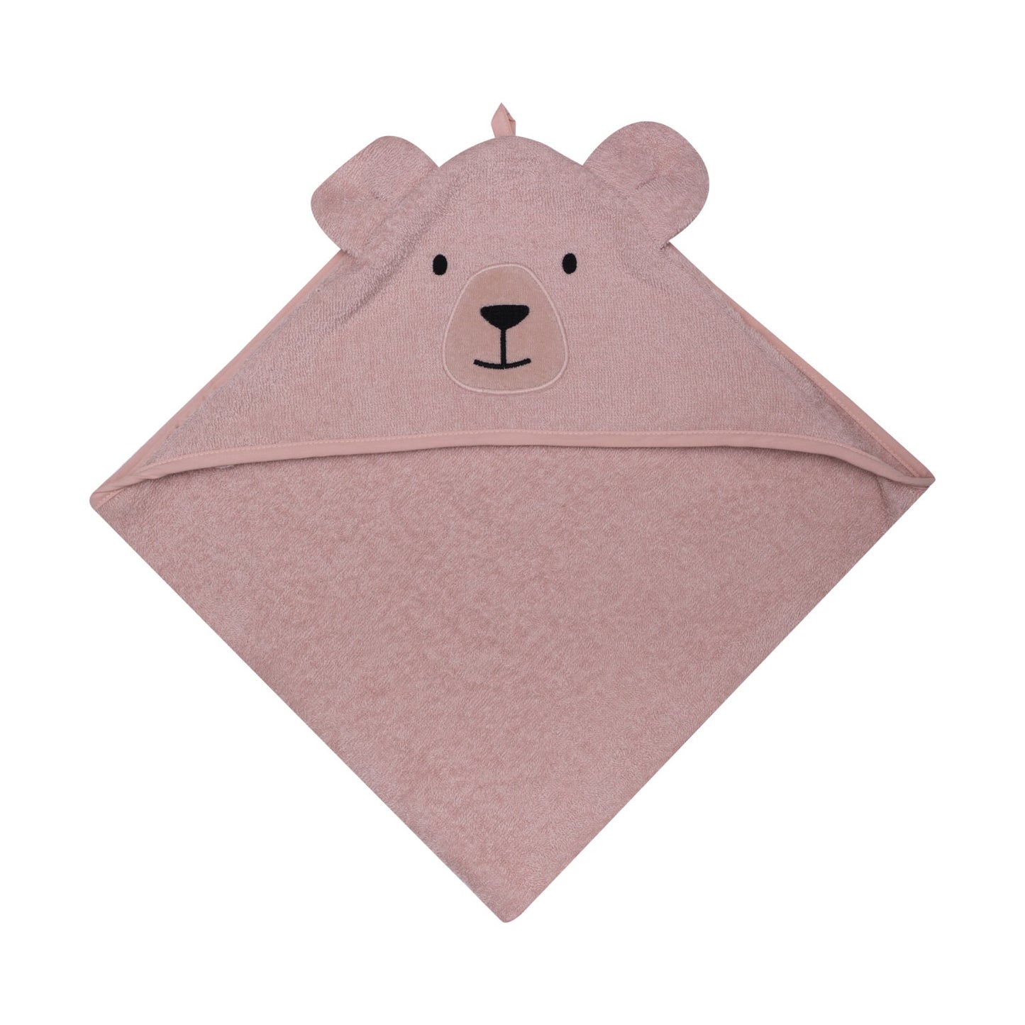 Organic teddy towel with hood in pink