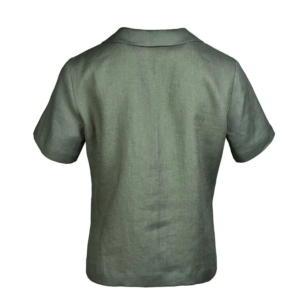 Kkaki linen short sleeve shirt back view