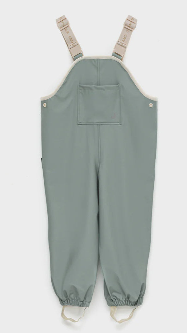 Rain overalls in moss.