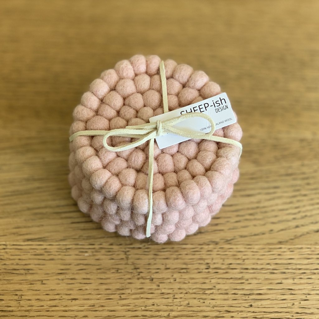 wool felt coasters pale pink