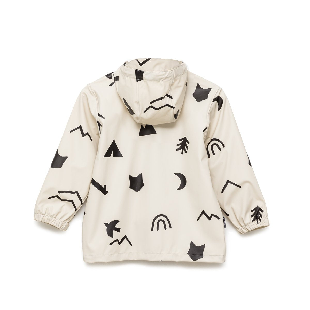 back of waterproof kids jacket white and black patterns