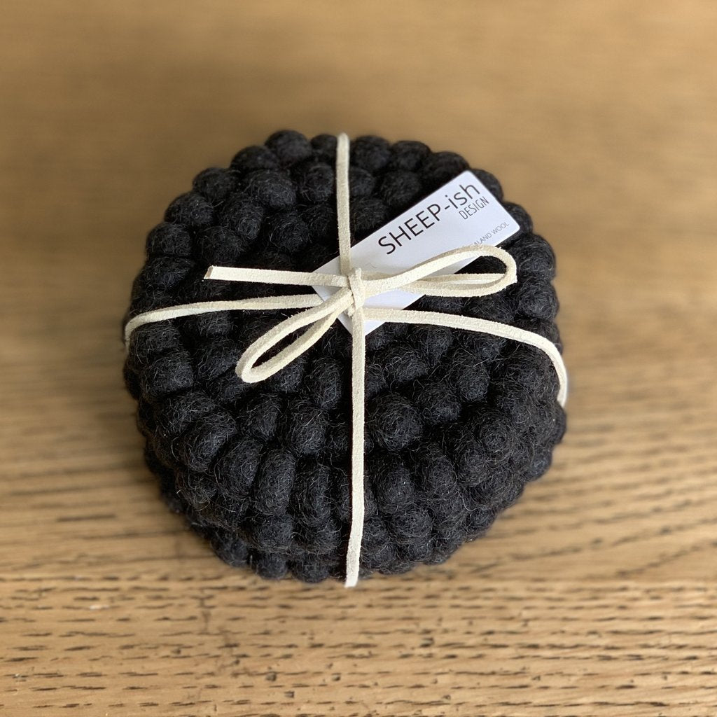 wool felt coasters charcoal