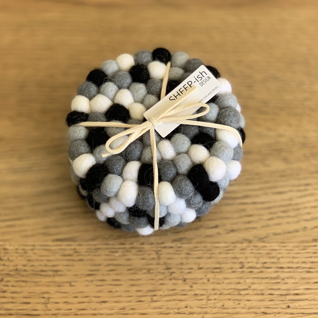 wool felt coasters monochrome