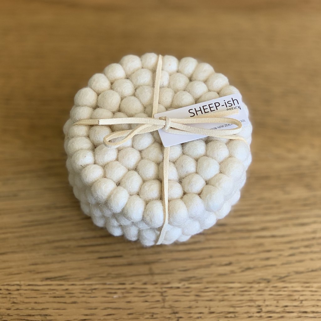 wool felt coasters white