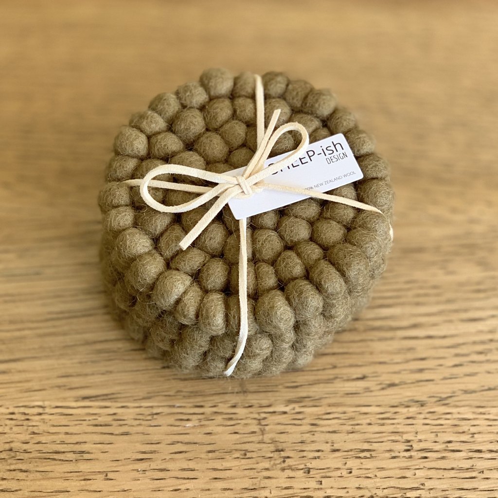 wool felt coasters khaki