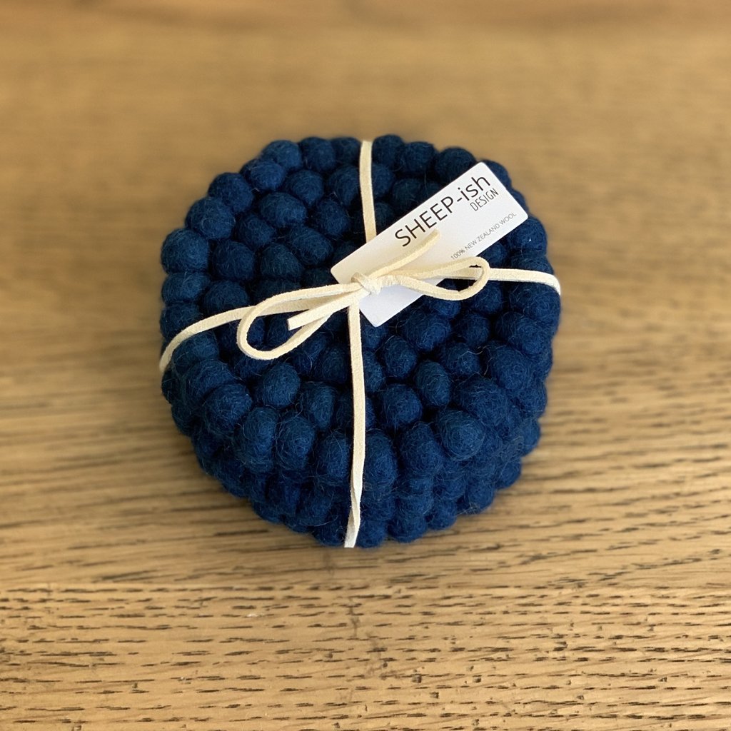 wool felt coasters blue