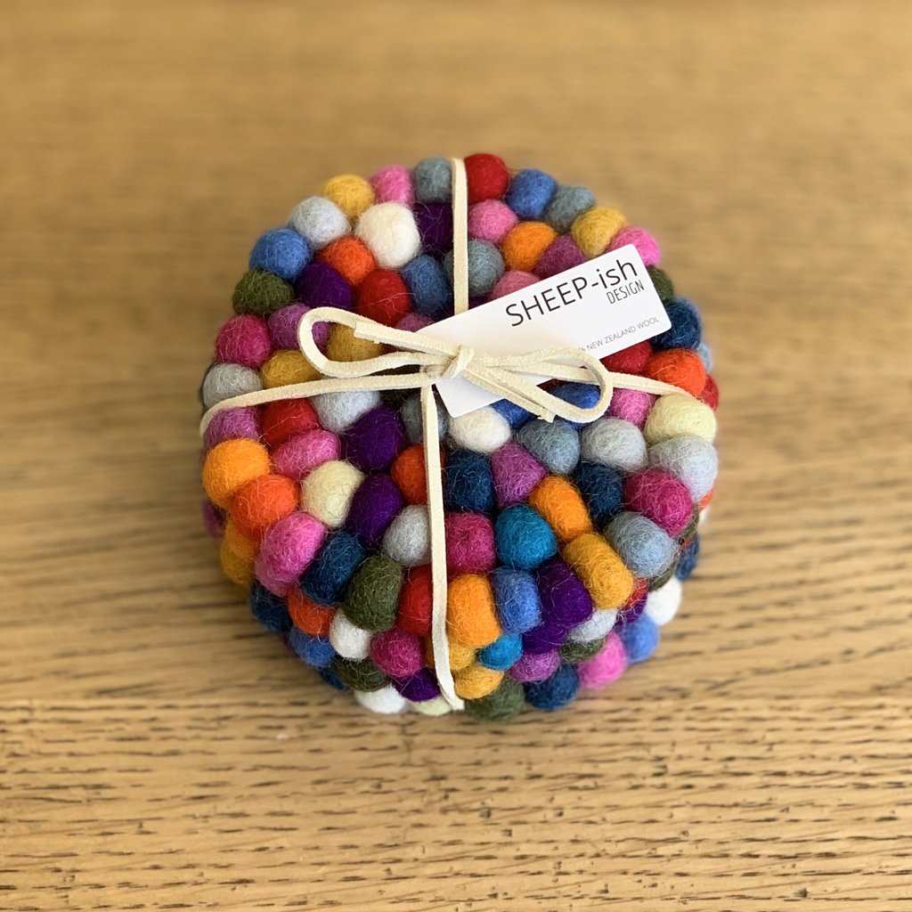 wool felt coasters multicolour