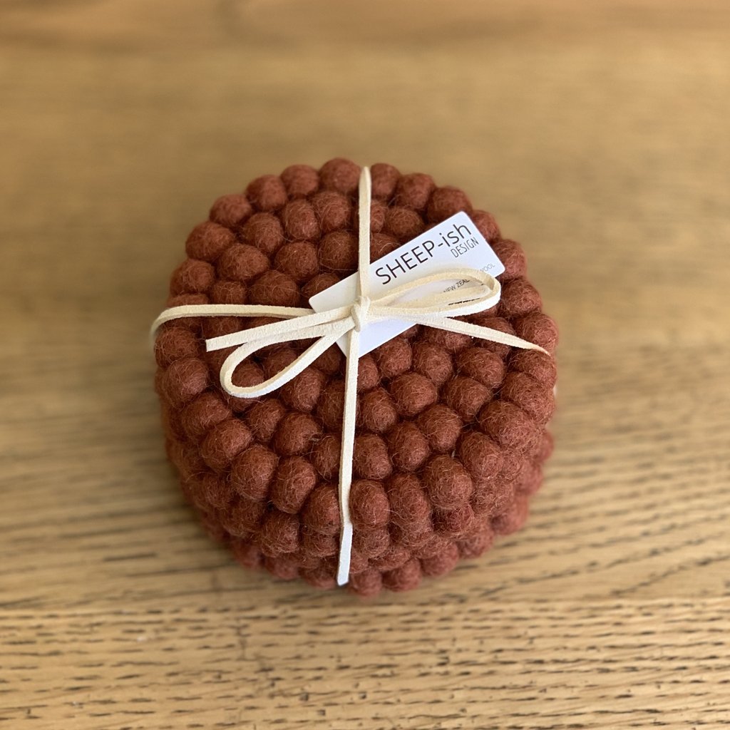 wool felt coasters rust