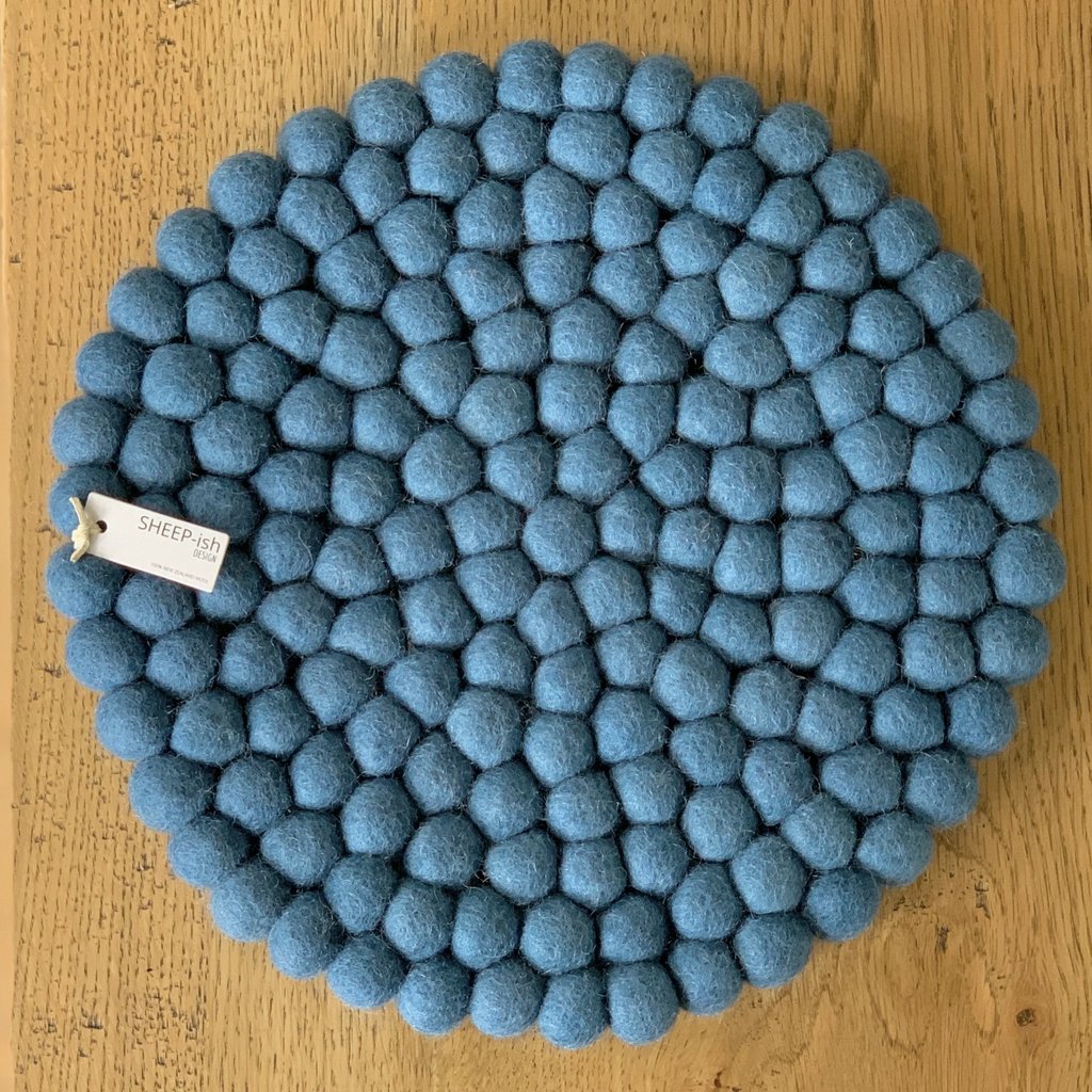 felted wool pot holder teal blue