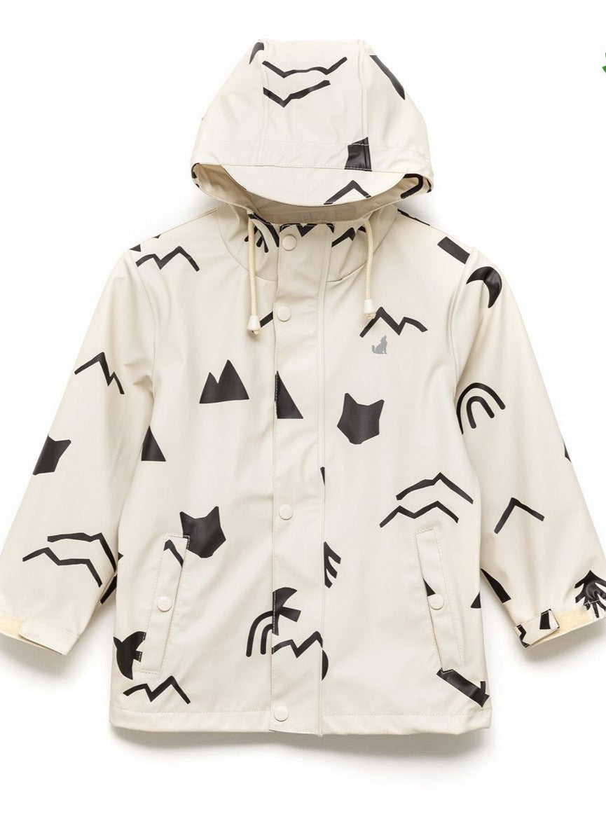 Waterproof kids jacket white and black patterns