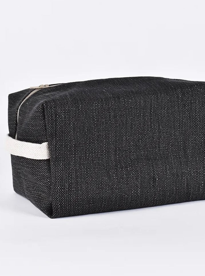 linen cosmetic bag charcoal grey
