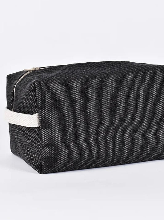 linen cosmetic bag charcoal grey