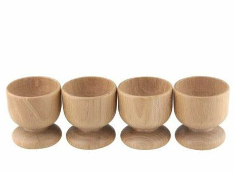 4 wooden egg cups