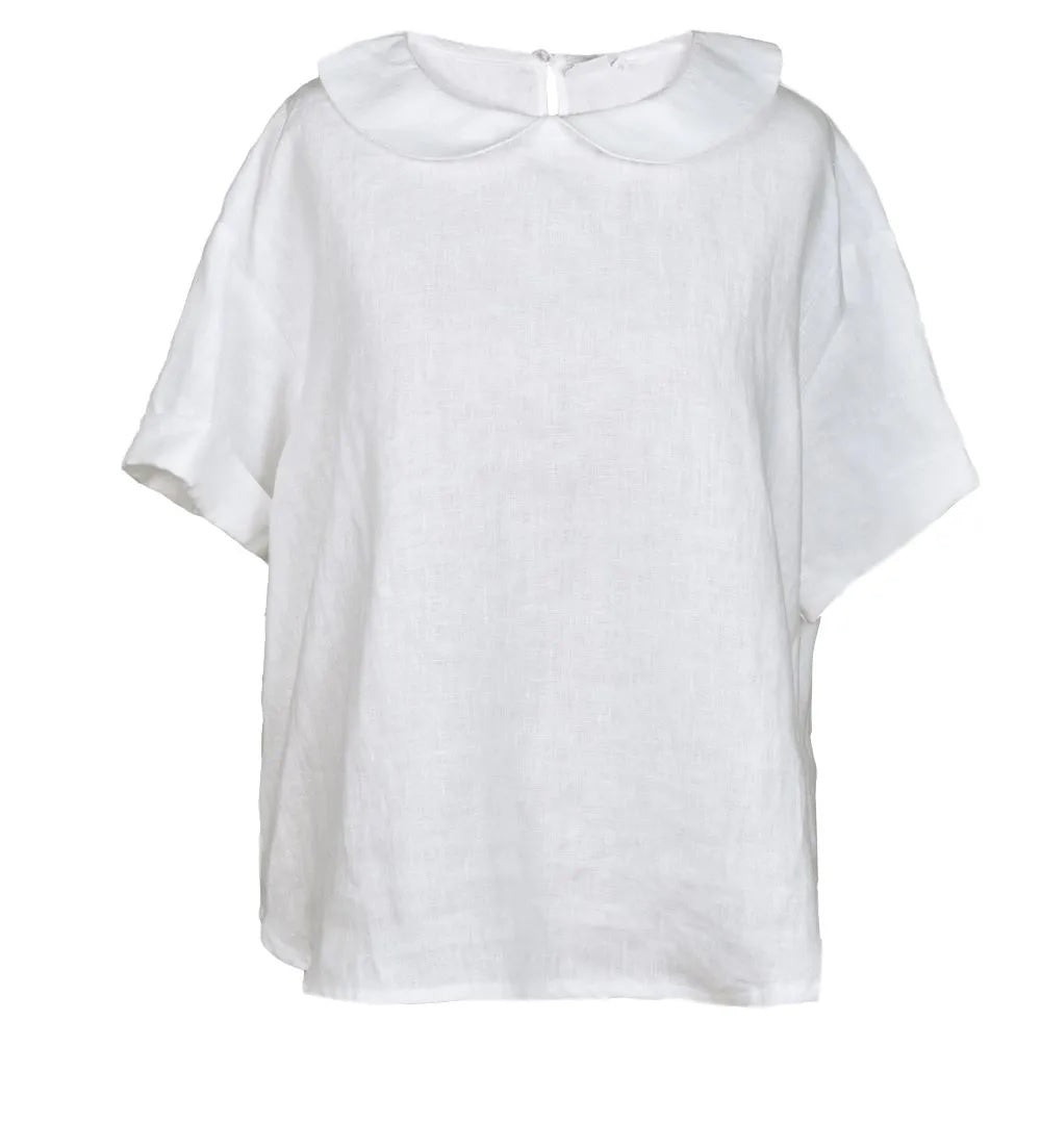 Zoe white linen blouse front