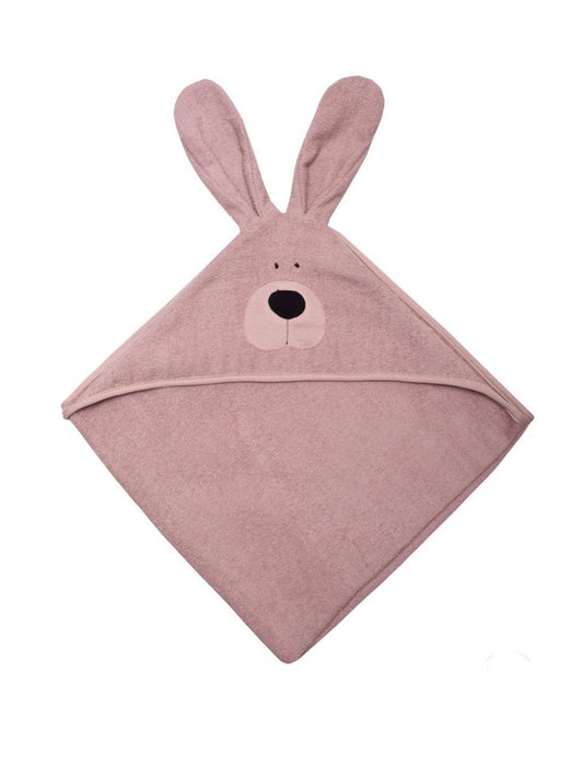 Organic bunny towel with hood in pink