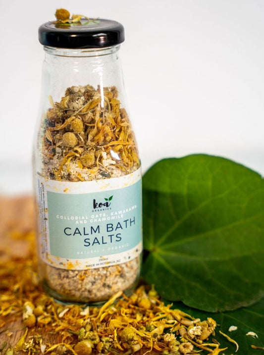 Glass bottle with lid calm bath salts