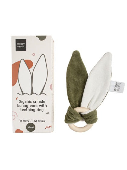bunny ears teether khaki with packaging