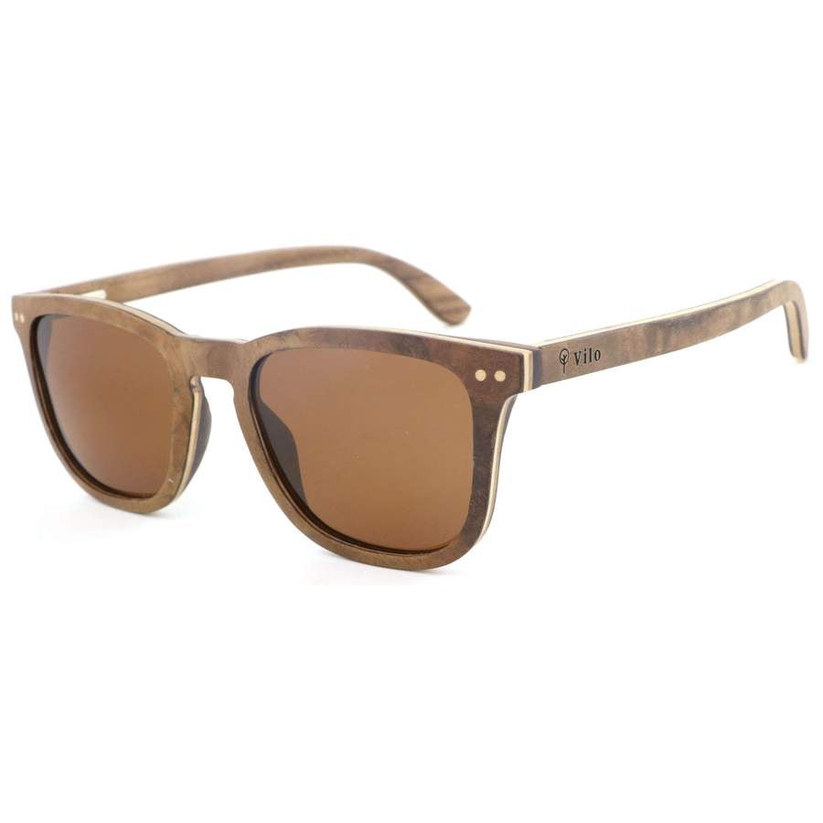 Brown wooden frame sunglasses with brown lenses, eco-friendly eyewear