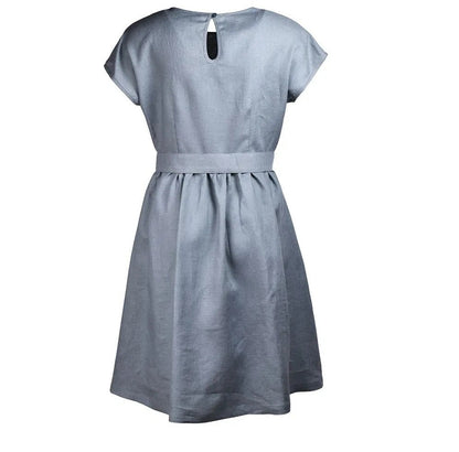Amy linen dress grey blue back view
