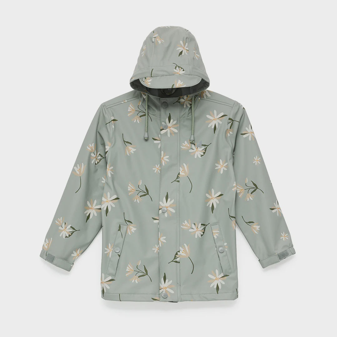 Child's rain coat in forget me not design.