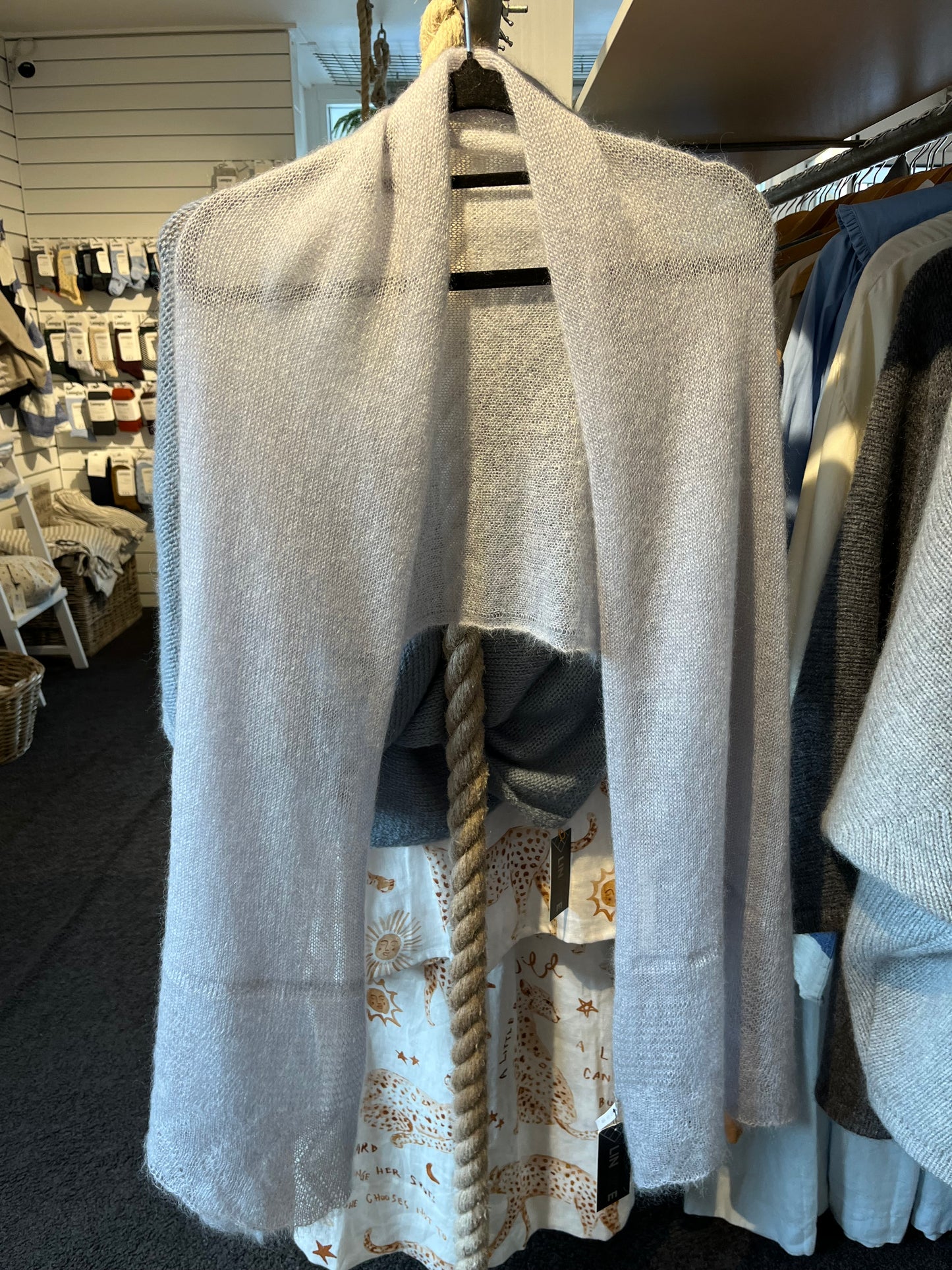 Mohair Shawl Scarf Light Grey