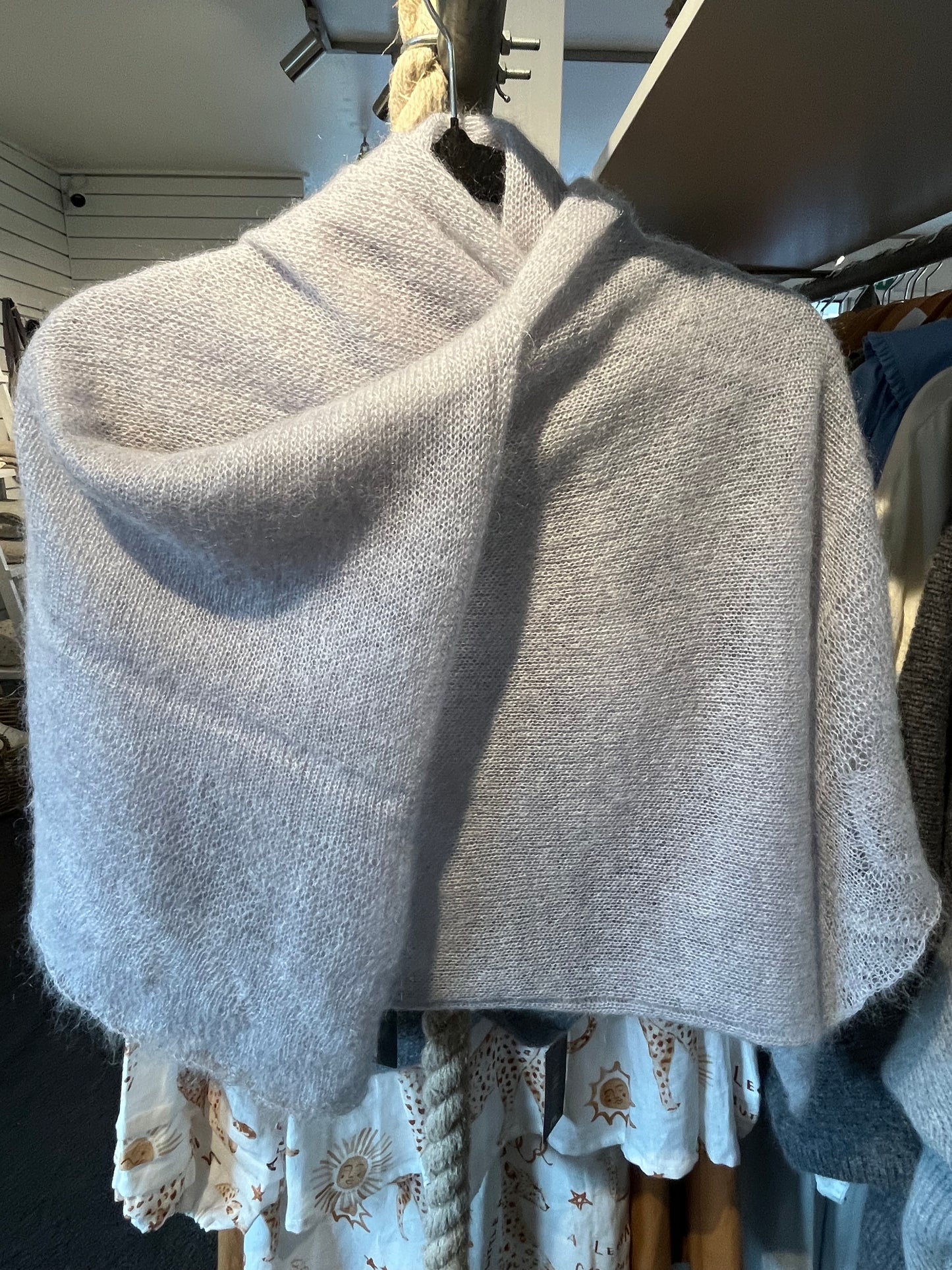 Mohair Shawl Scarf Light Grey