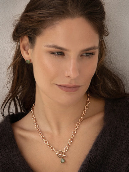 Chunky Chain Necklace with Crystal Pendant XCH-00525