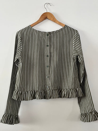 Freddie Top Striped Linen Green