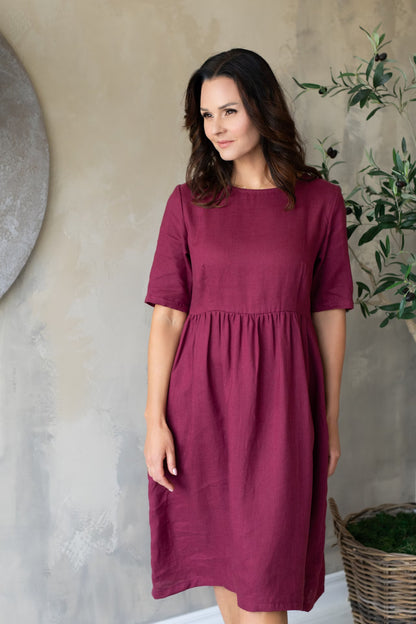 Linen Dress Ruth Plum