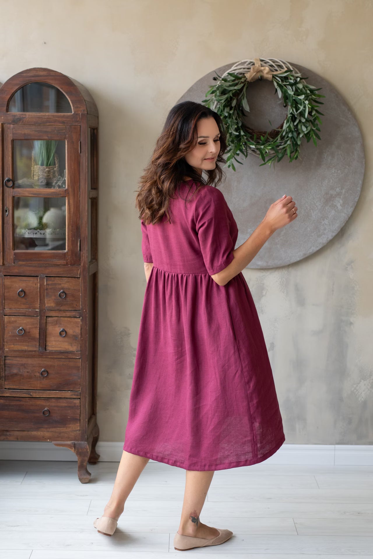 Linen Dress Ruth Plum